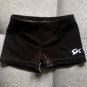 GK Elite Gymnastics Cheer Dance Leotard Black Velvet Velour Short.